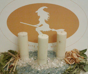 purification , cleansing, wiccan white light blessed ,clear quartz crystal, herbs , essential oils